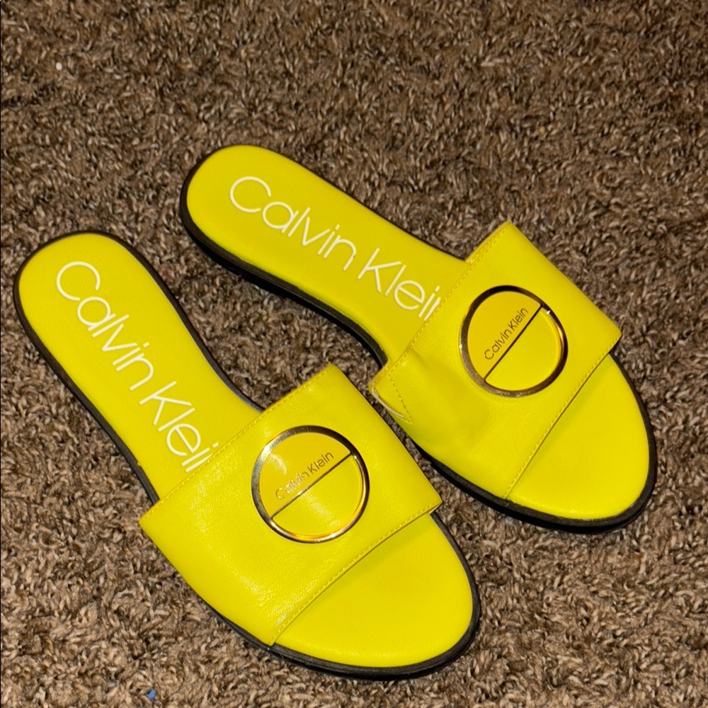 Calvin Klein Yellow Sandals with Circular Detail
